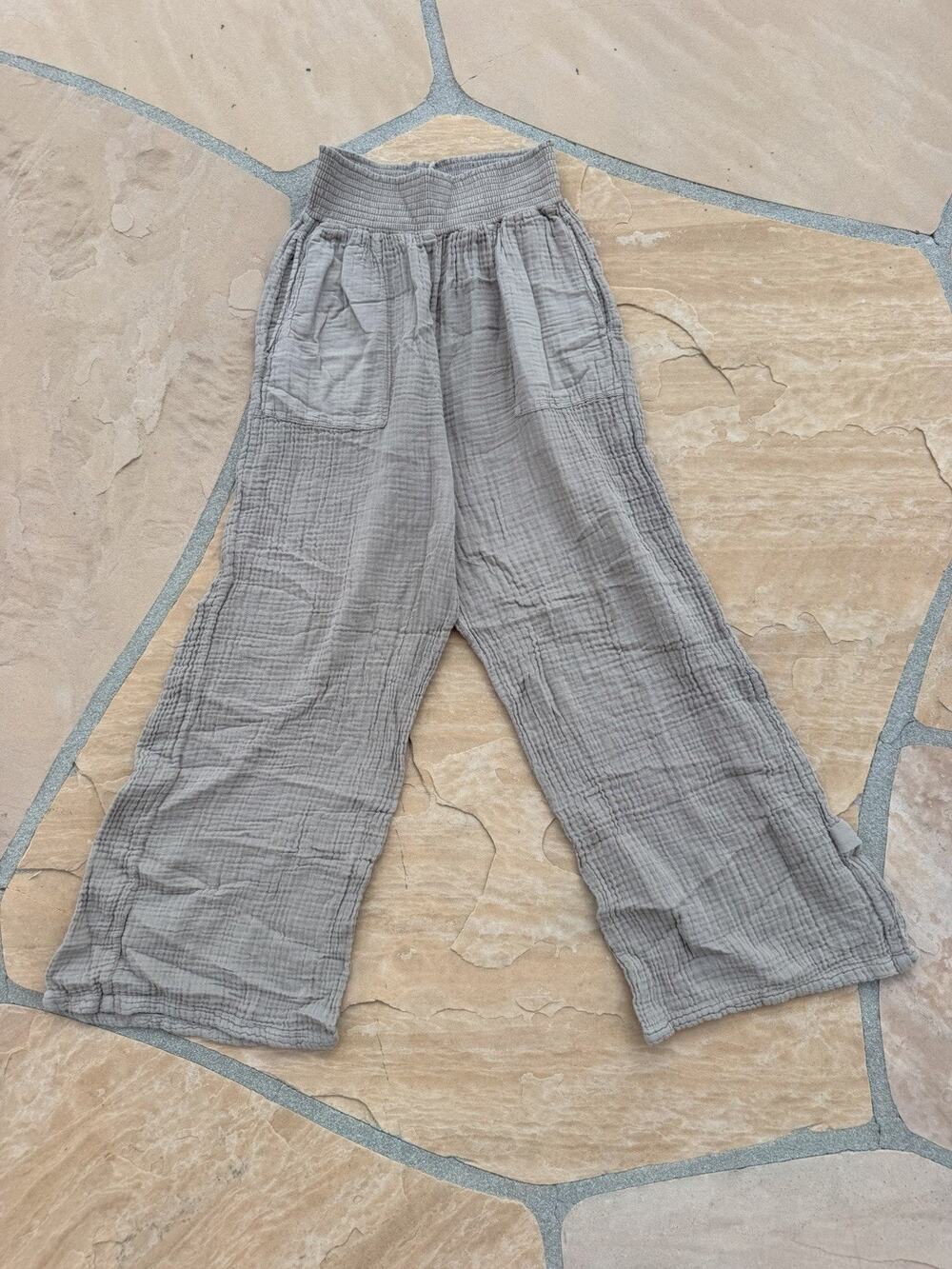 Michael Stars Sonia Patch Pocket Gauze Wide Leg Pant Size S Tan